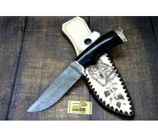 Нож "Егерь", дамасская сталь, граб, мельхиор Дамаск Граб