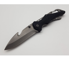 Нож складной хозяйственно-бытовой "Катран М2", НОКС, 327-780601, черный AUS8 Алюминий, резинопластик