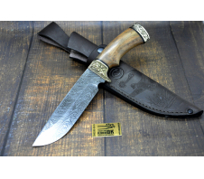 Нож "Лорд", дамасская сталь, орех (кап), мельхиор Дамаск Ореховый кап