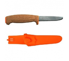 Нож morakniv floating serrated knife, нержавеющая сталь, пробковая ручка, оранжевый. 12C27 SANDVIK Пластик, резина