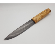 Нож "Якутский средний" кованый дол, дамасская сталь, карельская береза Дамаск Карельская береза