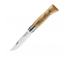 Нож Opinel №8, нержавеющая сталь, рукоять дуб, гравировка заяц, 002333 12C27 SANDVIK Дуб
