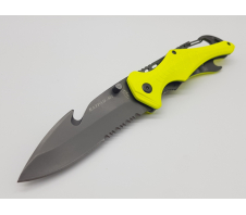 Нож складной хозяйственно-бытовой "Катран М2", НОКС, 327-781601, жёлтый AUS8 Алюминий, резинопластик