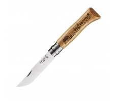 Нож Opinel №8, нержавеющая сталь, рукоять дуб, гравировка кабан. 002331 12C27 SANDVIK Дуб