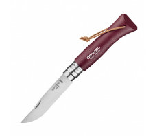 Складной нож "Opinel №8 Trekking" inox, Бордовая рукоять 12C27 SANDVIK Бук