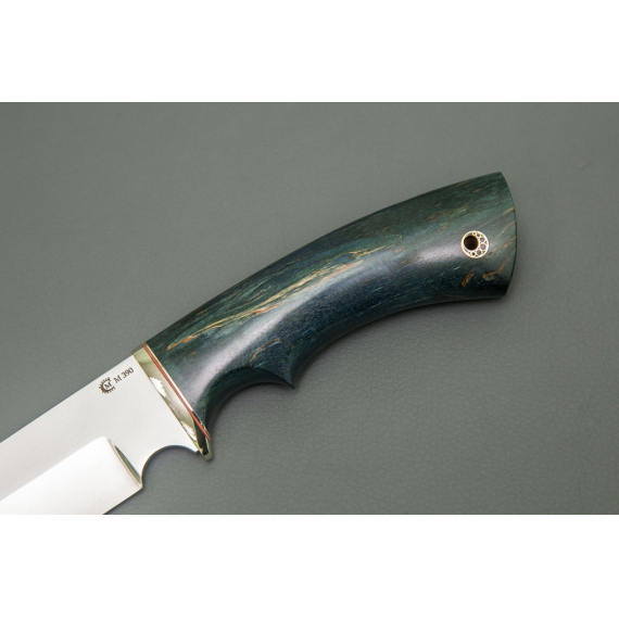 Нож "Лорд", M390, стабилизированная карельская берёза, мельхиор
