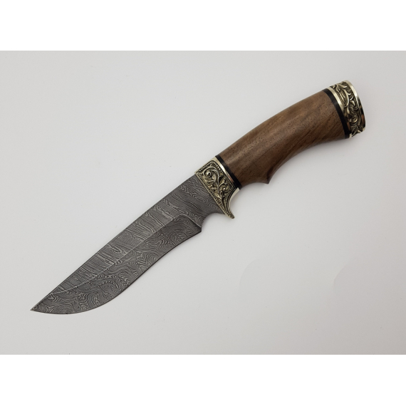 Нож "Галеон", дамасская сталь, орех (кап), литье
