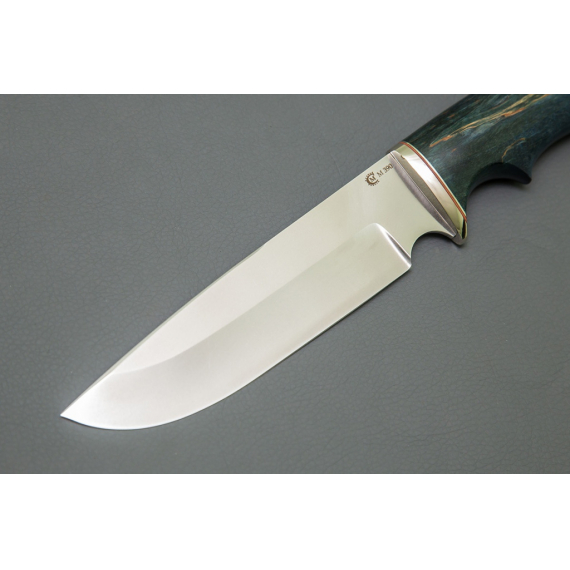 Нож "Лорд", M390, стабилизированная карельская берёза, мельхиор