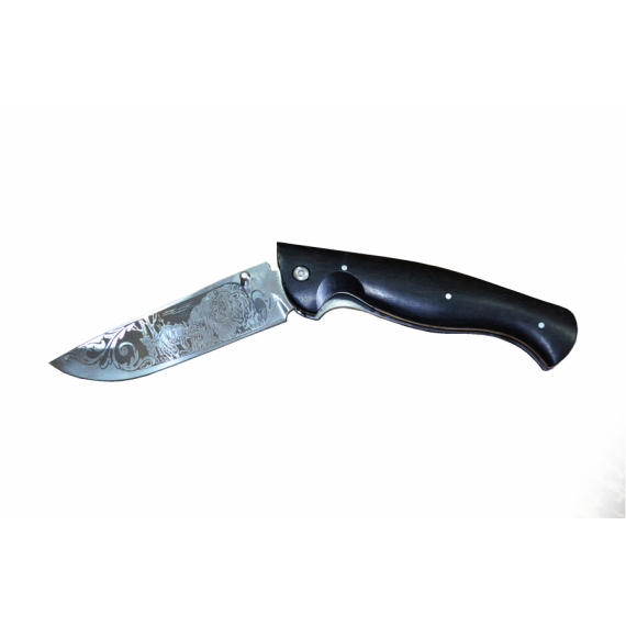 Складной нож "Сибиряк", сталь D2, граб, гравировка