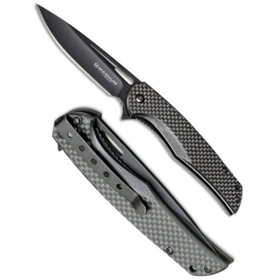 BK01RY703 Black Carbon - склад. нож, черная рук-ть карбон, черный клинок, сталь 440A