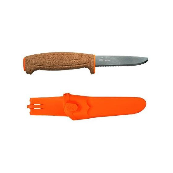 Нож morakniv floating serrated knife, нержавеющая сталь, пробковая ручка, оранжевый.