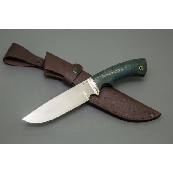 Нож "Лорд", M390, стабилизированная карельская берёза, мельхиор