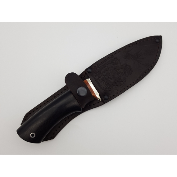 Нож "Егерь", сталь N690, мельхиор, карельская береза/черное дерево