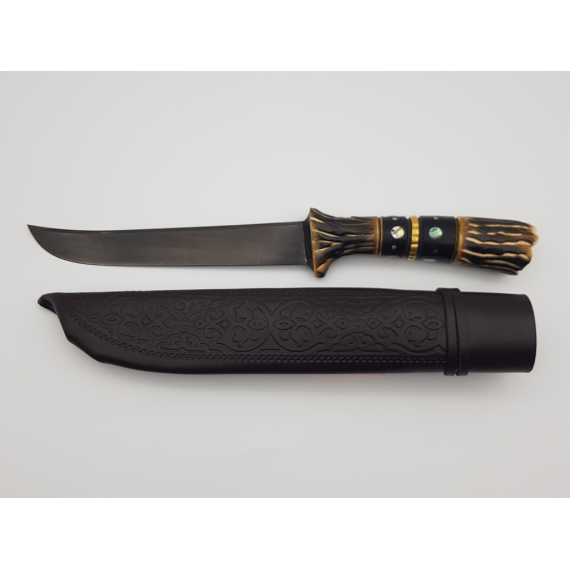 Узбекский нож Пчак (большой), У8, косуля, черный граб, перламутр