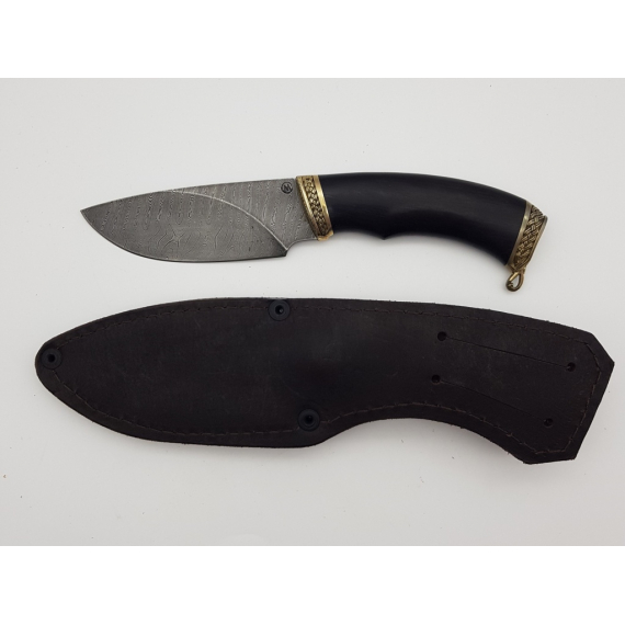 Нож "Разделочный", дамасская сталь, черное дерево, литье
