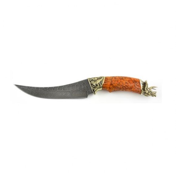 Нож "Корсар", дамаск каменный век, стаб.карельская береза, Кузница Семина Е.П