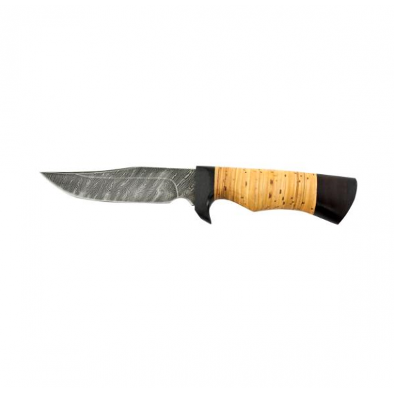 Нож "Юнкер", дамаская сталь, наборная береста, граб