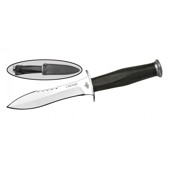 Нож хозяйственно-бытовой "Сталкер" с кож. чехлом